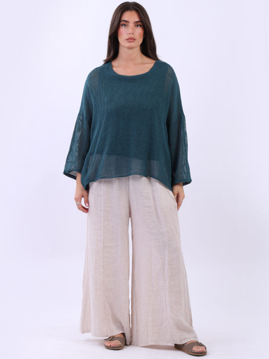 2 Layered Mesh Net Cotton Lagenlook Crop Top