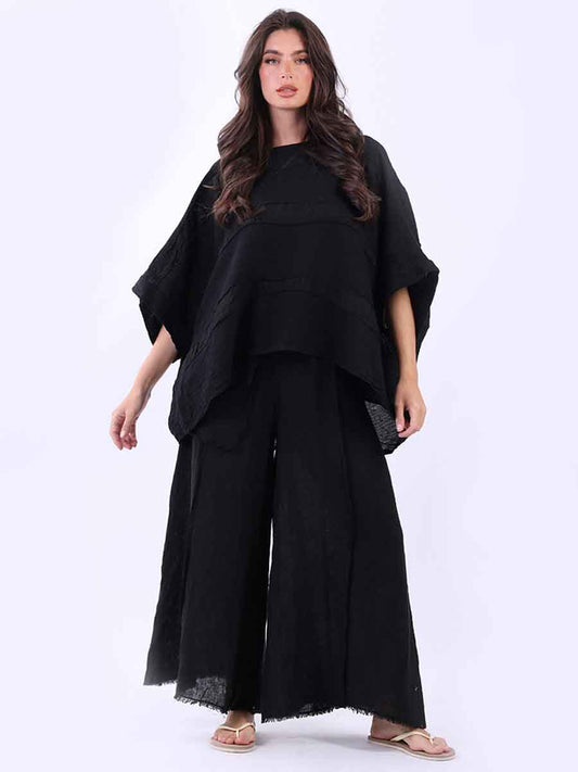 Batwing Oversized Solid Vintage Linen Top