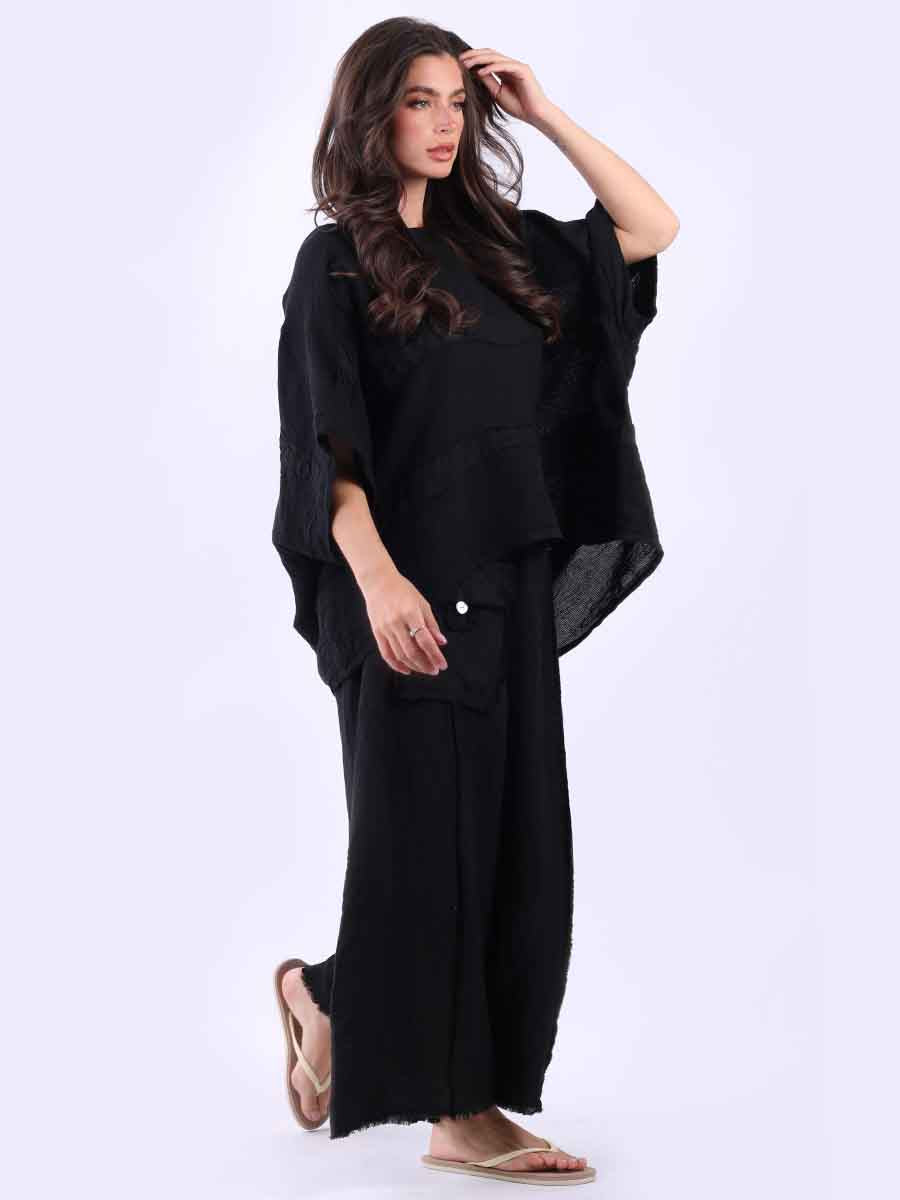Batwing Oversized Solid Vintage Linen Top