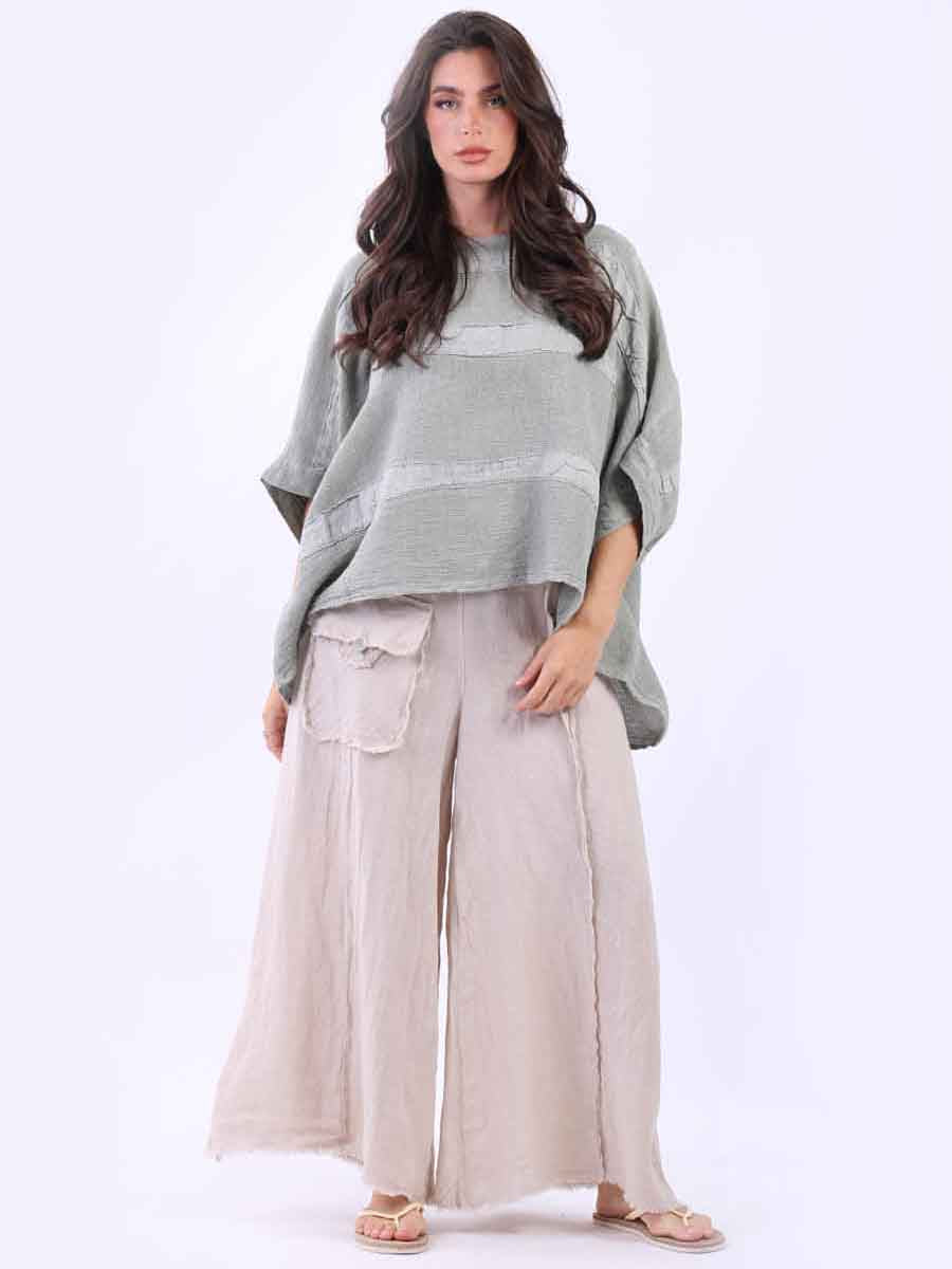 Batwing Oversized Solid Vintage Linen Top
