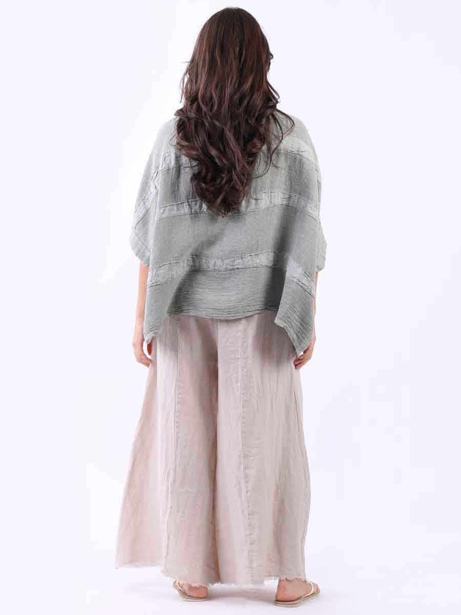 Batwing Oversized Solid Vintage Linen Top