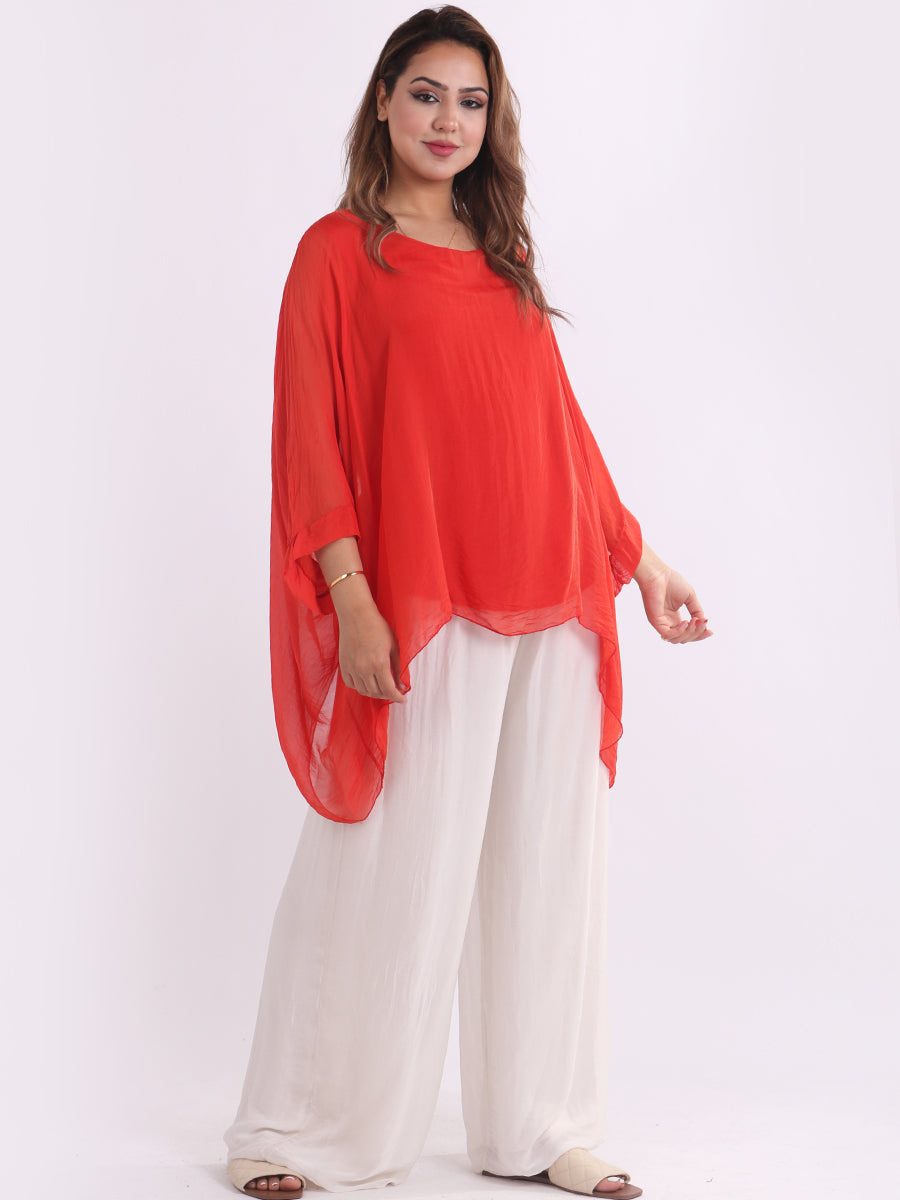 Italian Plain Batwing Silk Tunic Top