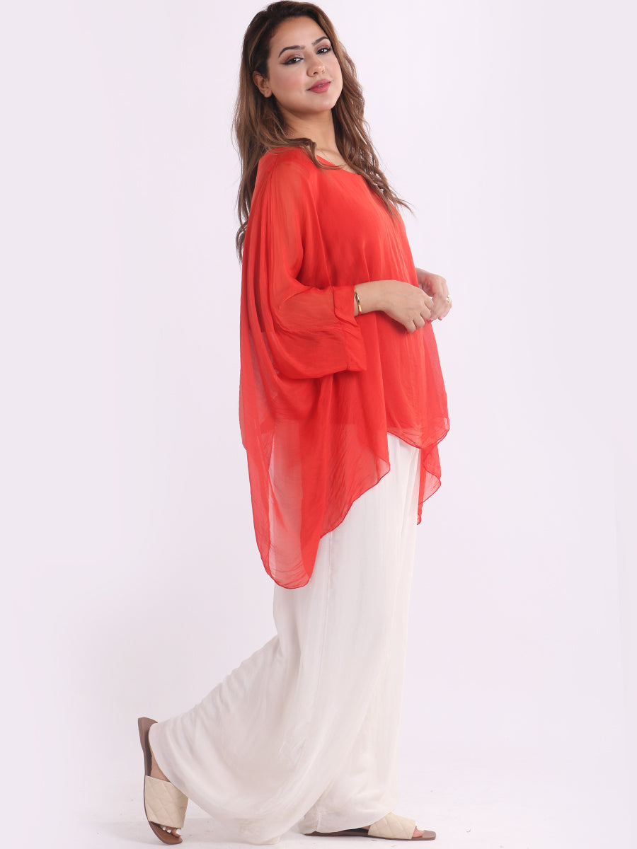 Italian Plain Batwing Silk Tunic Top
