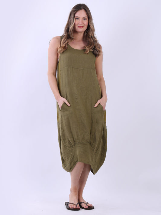 Italian Ribbed Sides Linen Smart Dress
