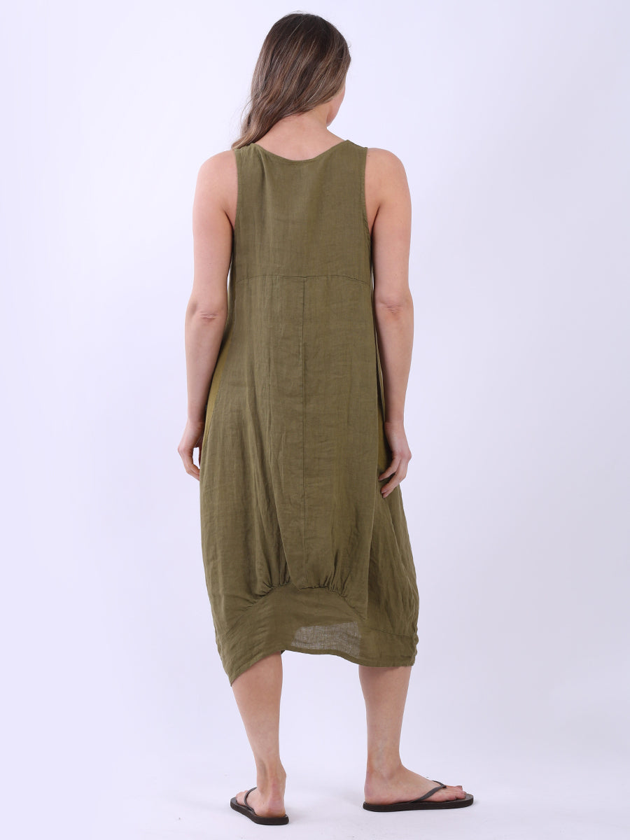 Italian Ribbed Sides Linen Smart Dress