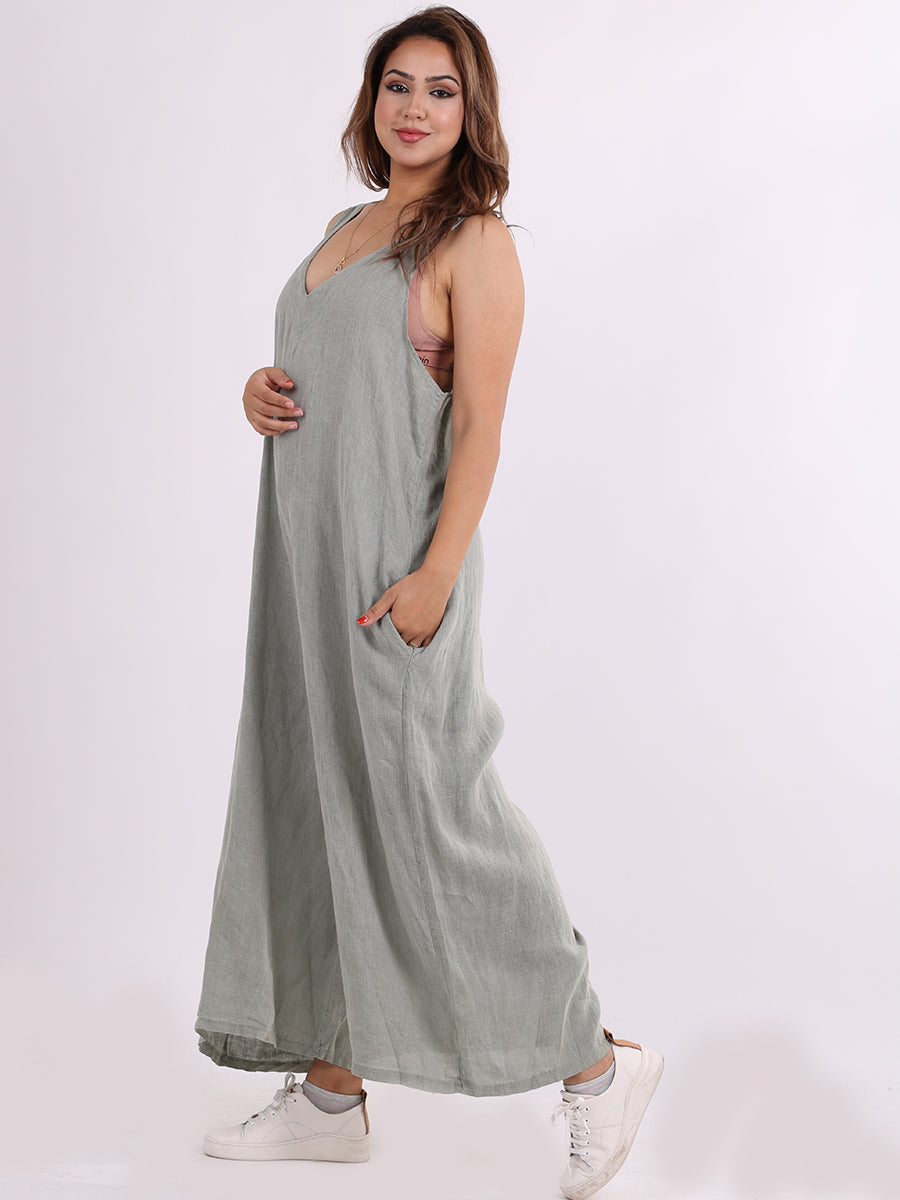 Backside Knot Wide Leg Linen Jumpsuit
