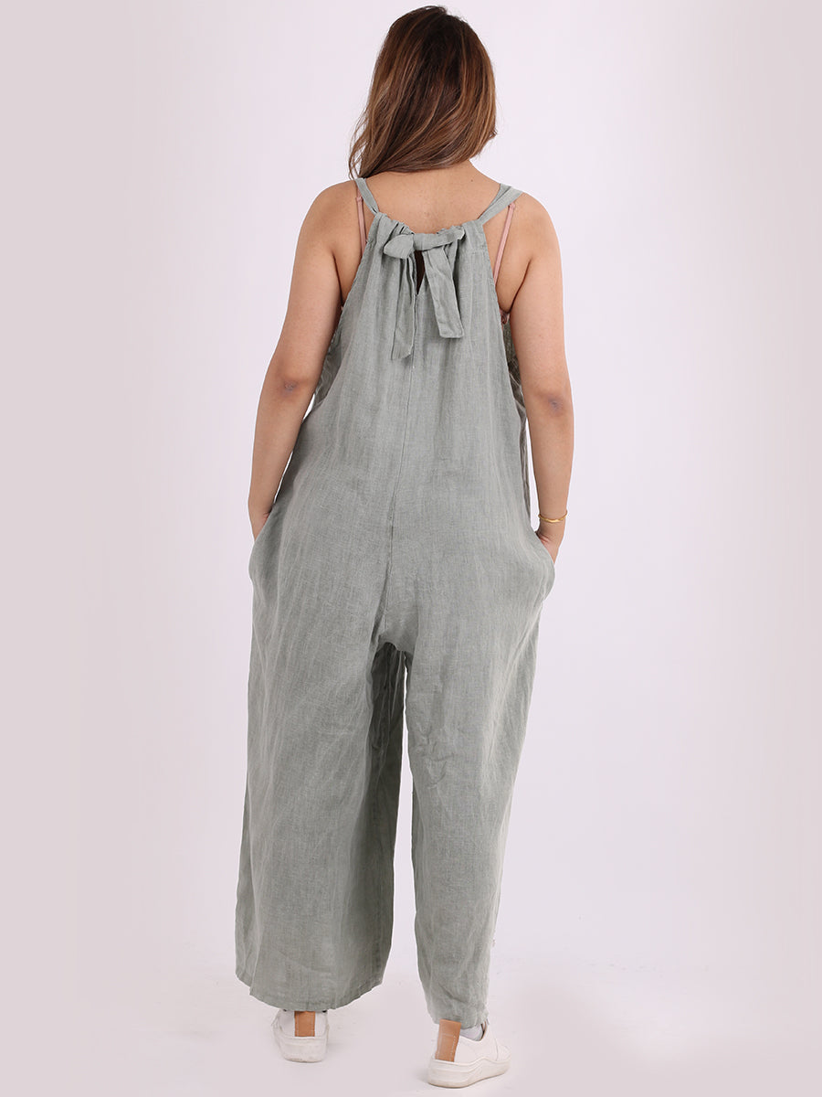 Backside Knot Wide Leg Linen Jumpsuit