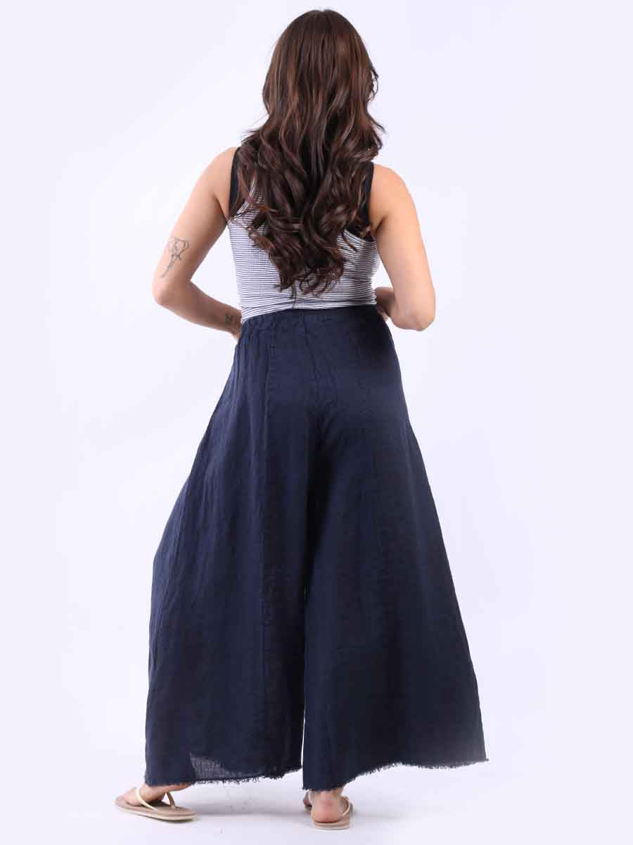 Frayed Linen Palazzo Pant