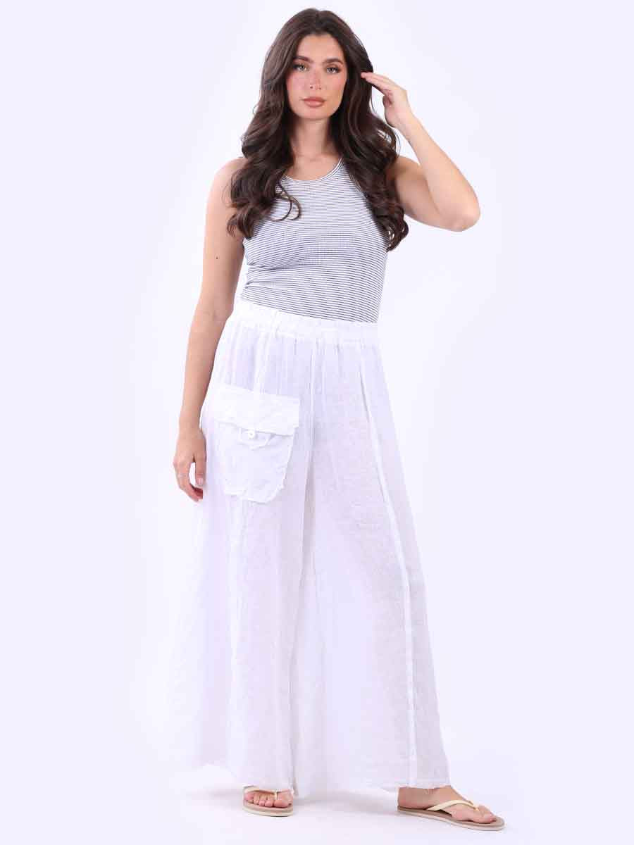 Frayed Linen Palazzo Pant