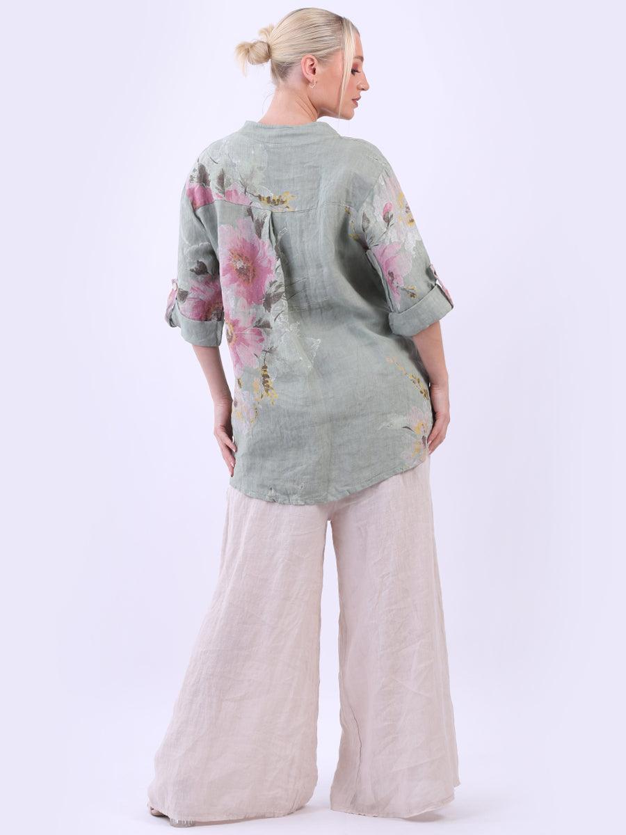 Floral Linen Tunic Top