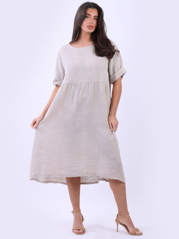 Linen Midi Swing Dress