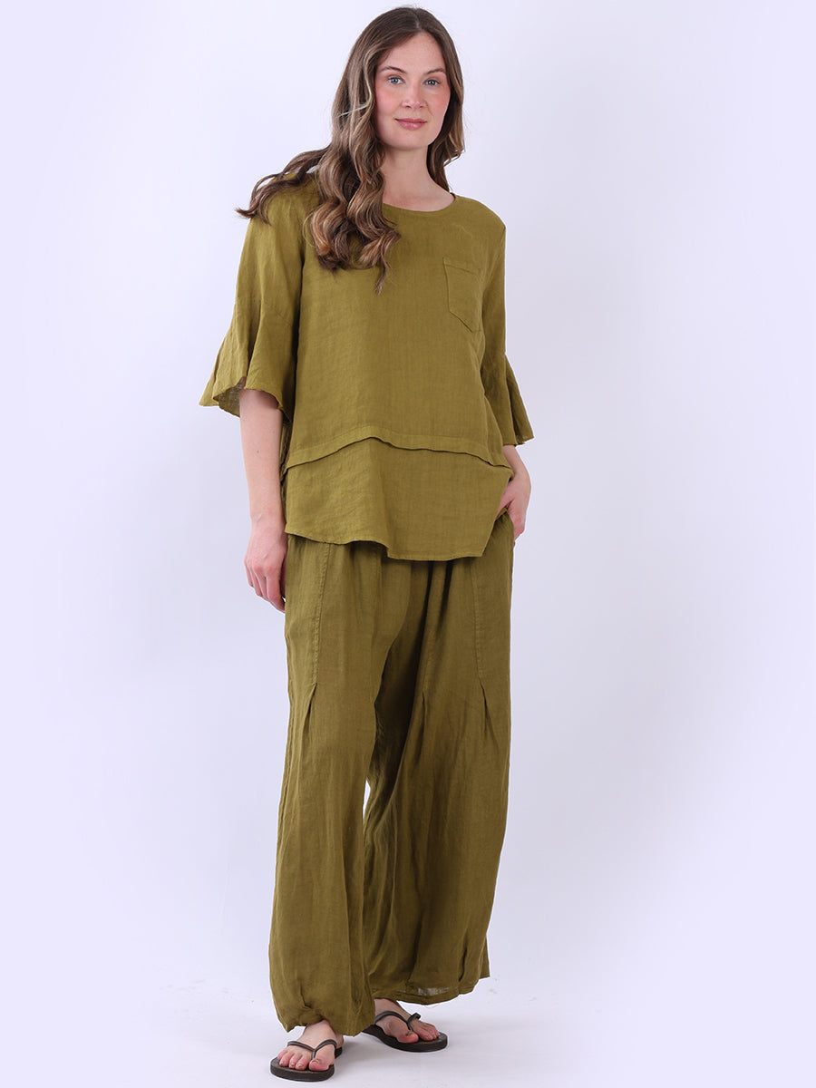 Linen Bell Sleeve Top