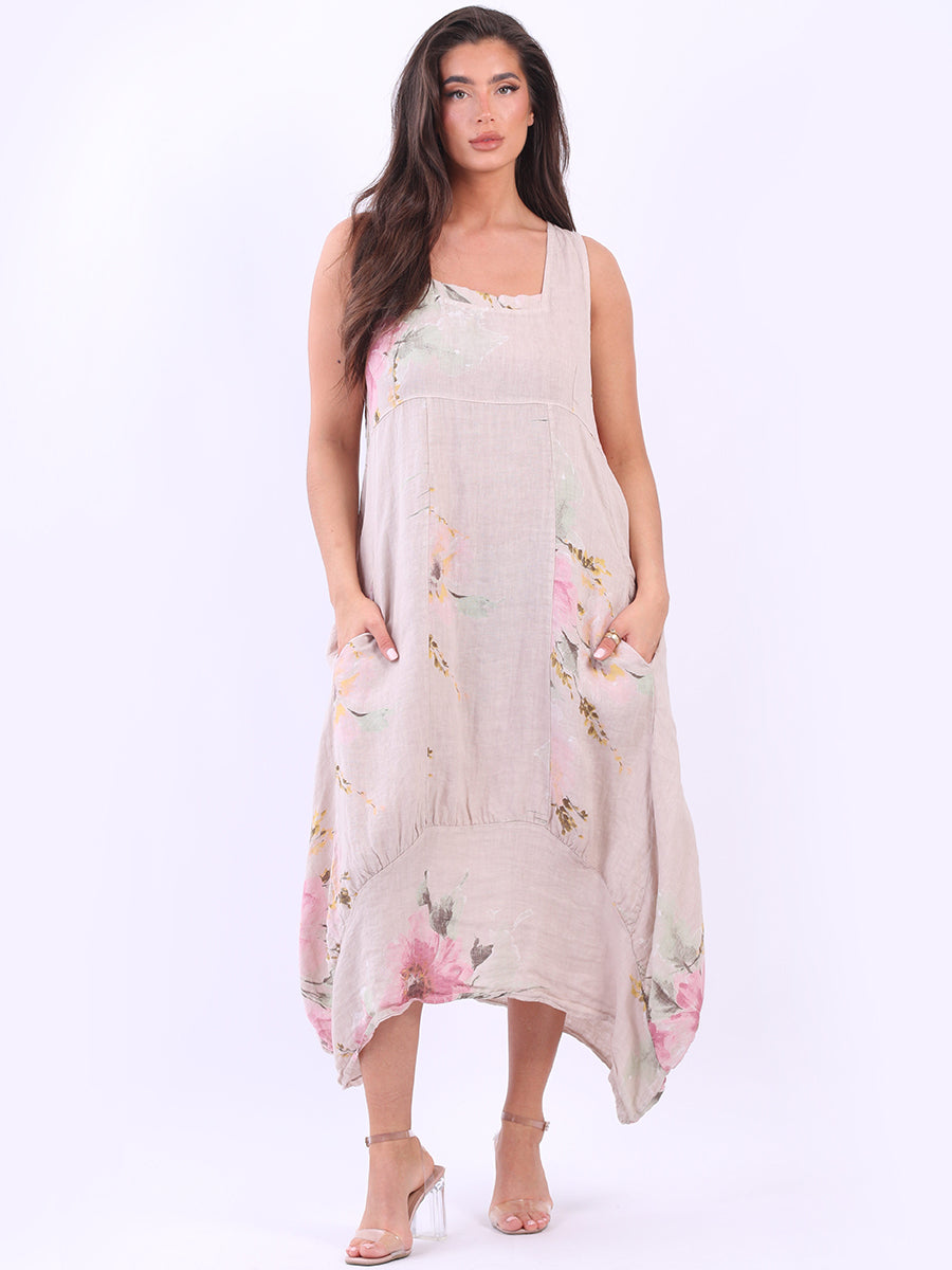 Floral Linen Baloon Dress