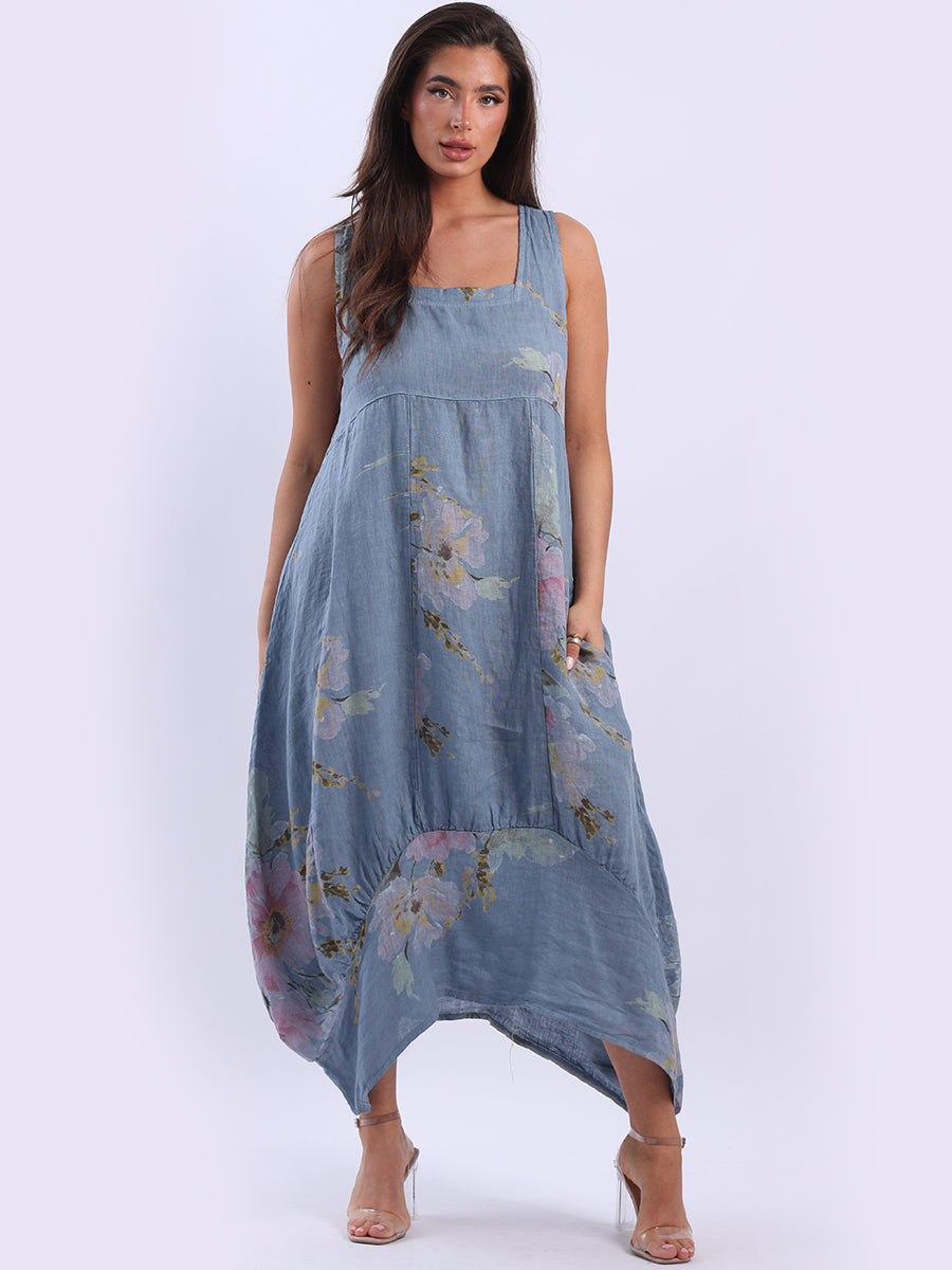 Floral Linen Baloon Dress