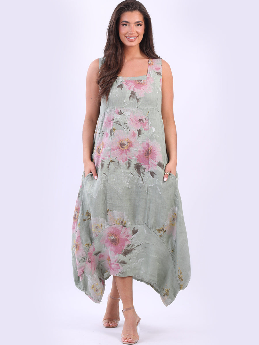 Floral Linen Baloon Dress