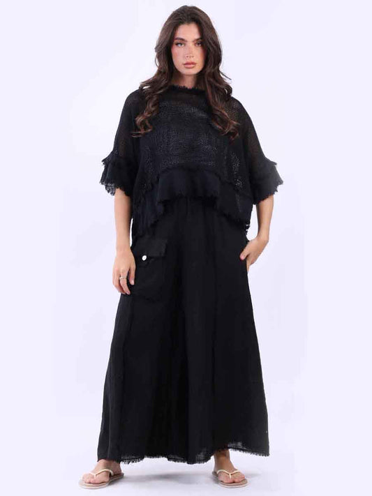 Mesh Net Raw Edges Cotton Crop Top