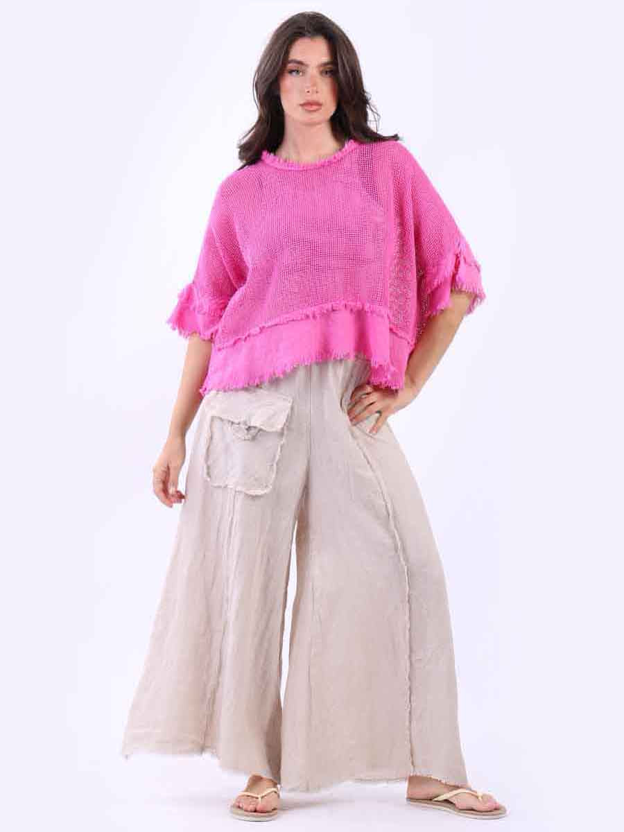 Mesh Net Raw Edges Cotton Crop Top