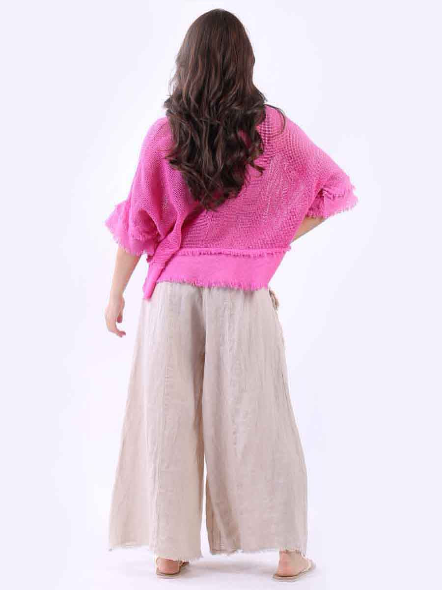 Mesh Net Raw Edges Cotton Crop Top