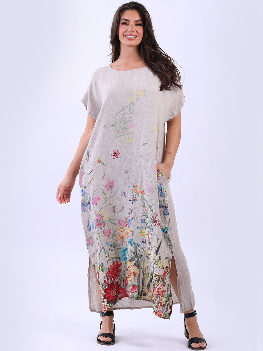 Linen Garden Print Dress