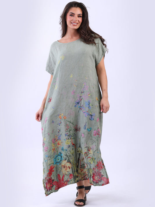 Linen Garden Print Dress