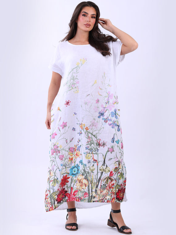 Linen Garden Print Dress