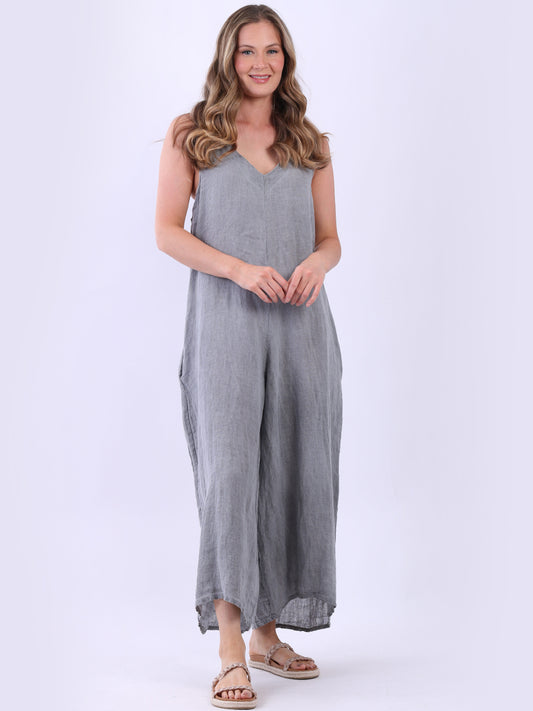 Backside Knot Wide Leg Linen Jumpsuit