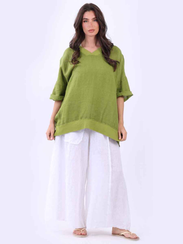 Oversized Solid Linen Top