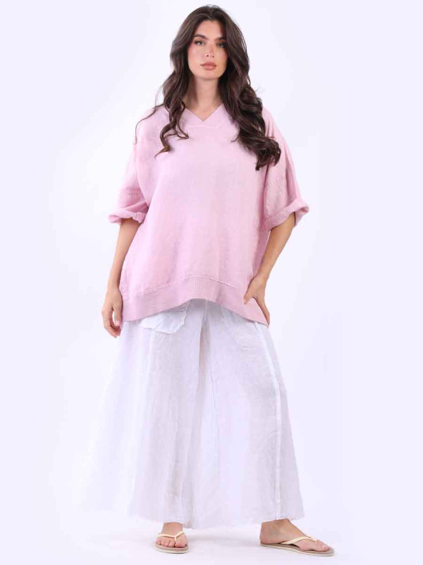 Oversized Solid Linen Top