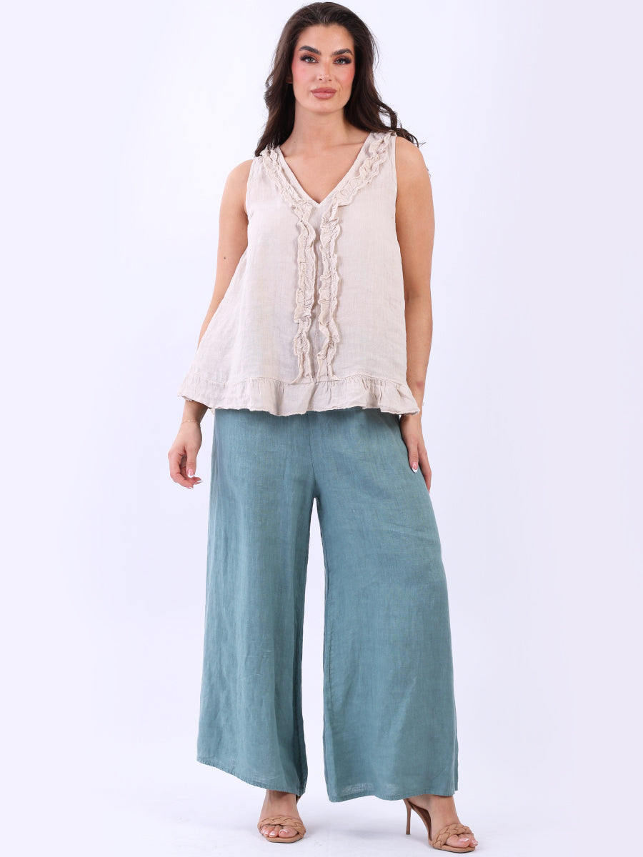 Linen Ruffle Tank Top