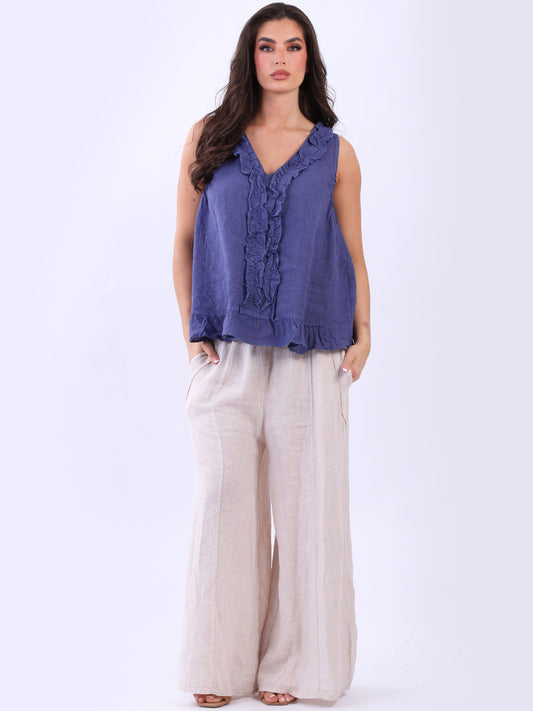 Linen Ruffle Tank Top
