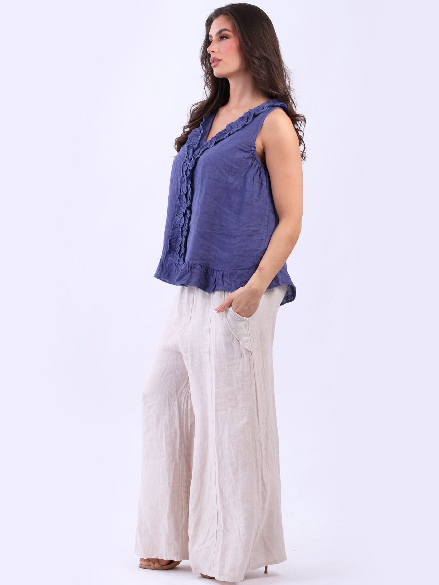 Linen Ruffle Tank Top