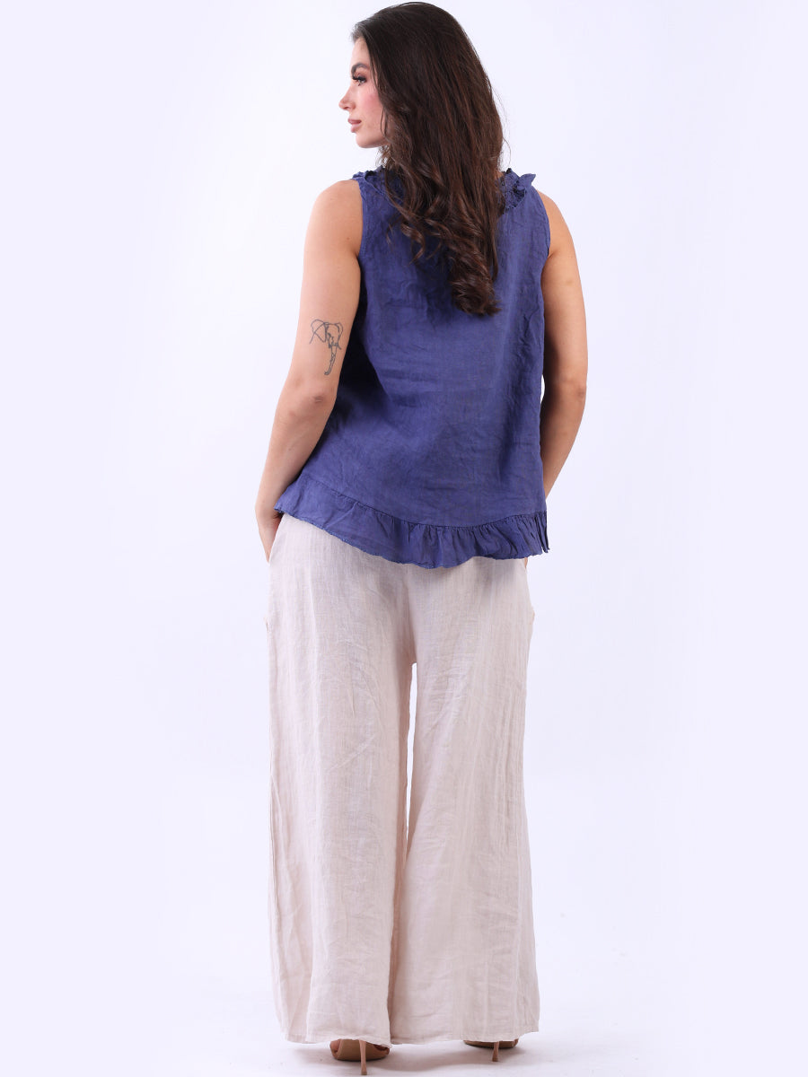 Linen Ruffle Tank Top
