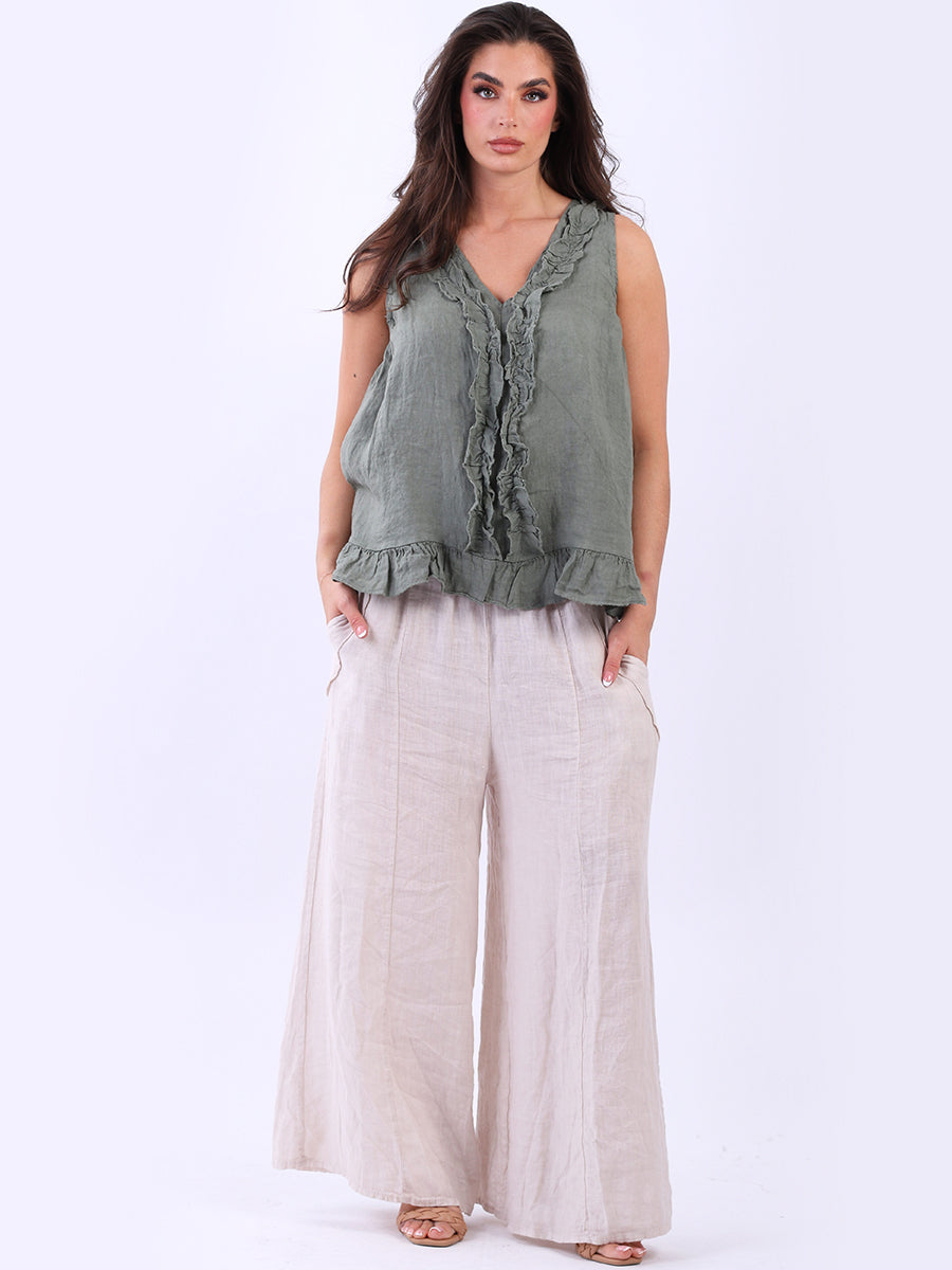 Linen Ruffle Tank Top
