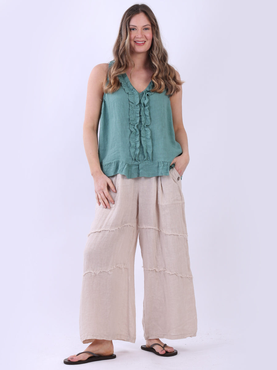 Linen Ruffle Tank Top