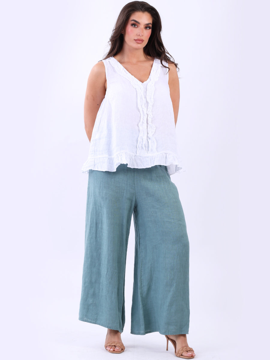 Linen Ruffle Tank Top