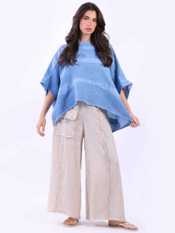 Batwing Oversized Solid Vintage Linen Top