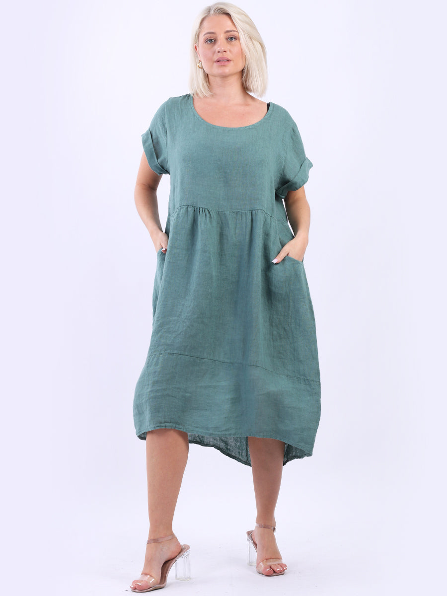 Front Pockets Linen Dress