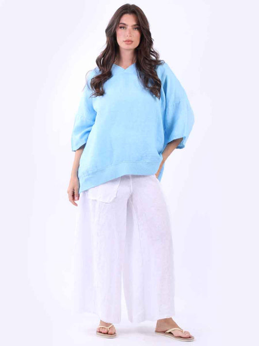 Oversized Solid Linen Top